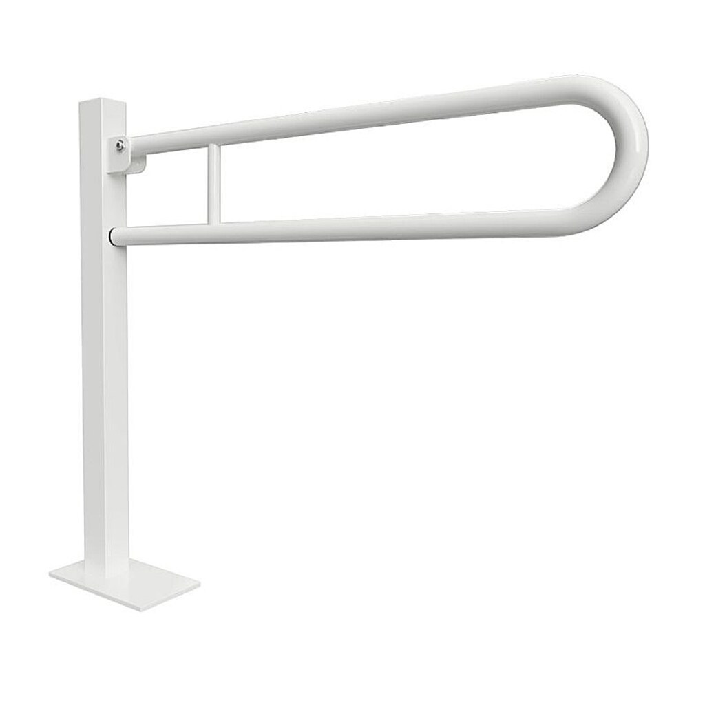 Brillantbad BELP St&uuml;tzklappgriff in U-Form Bodenmontage Eisen Wei&szlig; mit Abdeckung 153x870x975 mm, 120 kg Traglast f&uuml;r Bad & WC >> zum Bohren 