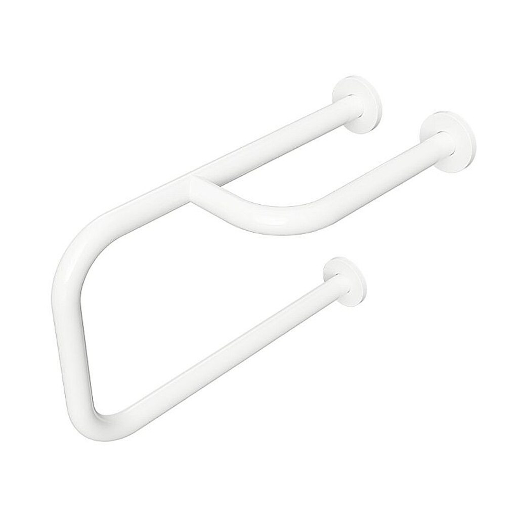 Brillantbad BELP St&uuml;tzgriff Rechts Eisen Wei&szlig; mit Abdeckung 235x380x516 mm, 120 kg Traglast f&uuml;r Bad & WC >> zum Bohren 