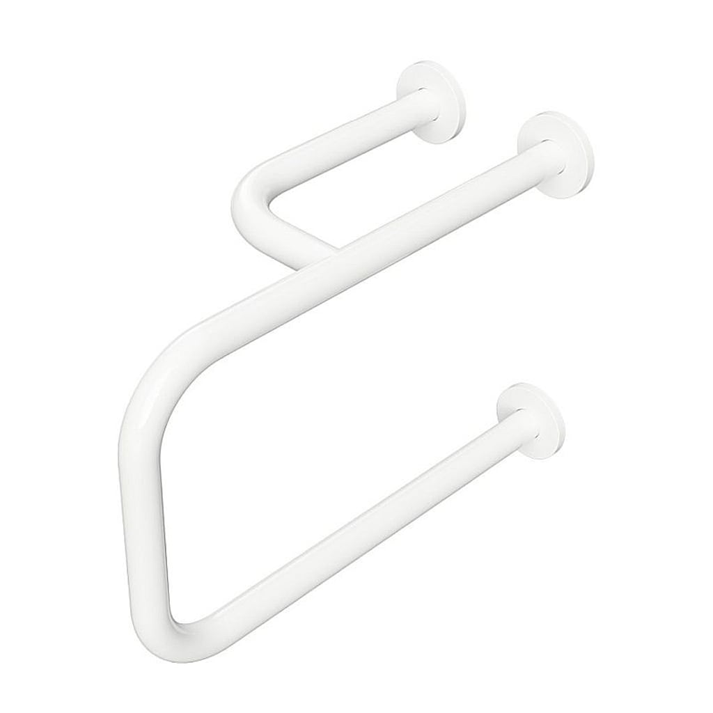 Brillantbad BELP St&uuml;tzgriff Links Eisen Wei&szlig; mit Abdeckung 235x380x776 mm, 120 kg Traglast f&uuml;r Bad & WC >> zum Bohren 