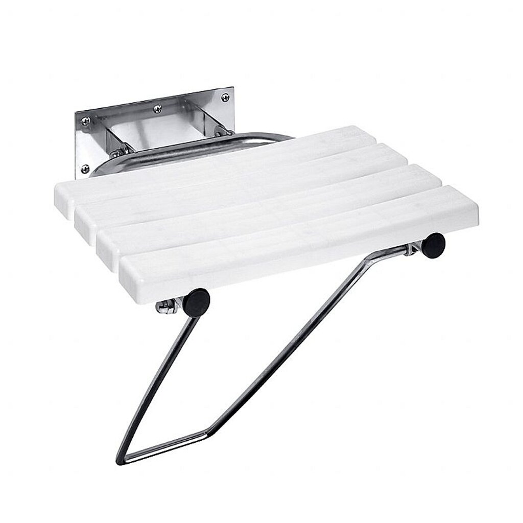 Brillantbad BELP Duschklappsitz Edelstahl poliert Kunststoff 440x460x450 mm, 200 kg Traglast f&uuml;r Bad & WC >> zum Bohren 