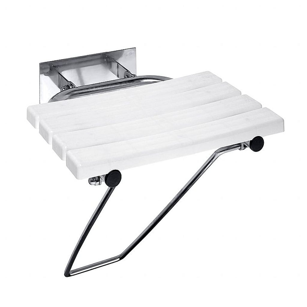 Brillantbad BELP Duschklappsitz Edelstahl poliert Kunststoff mit Abdeckung 440x460x450 mm, 200 kg Traglast f&uuml;r Bad & WC >> zum Bohren 