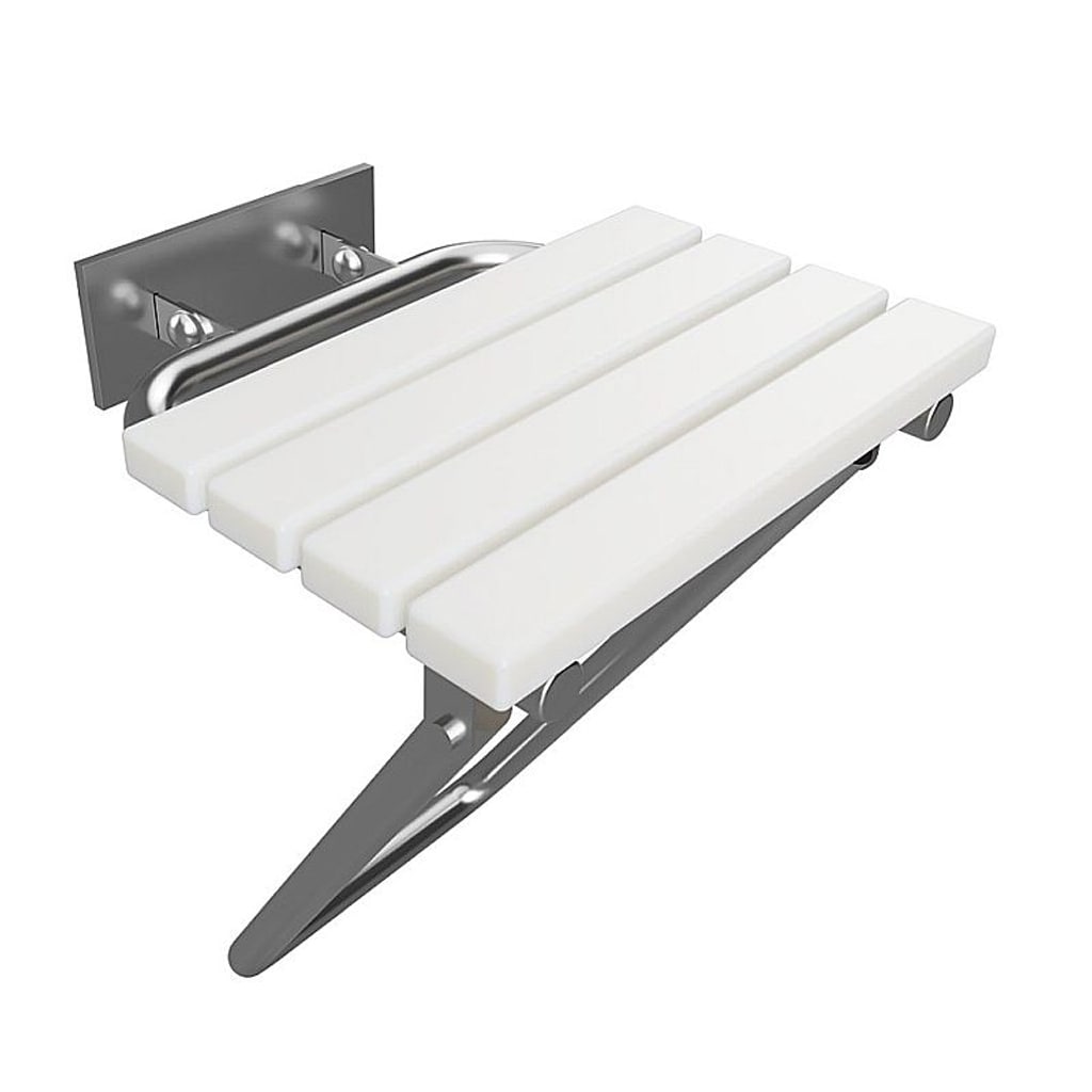 Brillantbad BELP Duschklappsitz Edelstahl geb&uuml;rstet Kunststoff mit Abdeckung 440x460x450 mm, 200 kg Traglast f&uuml;r Bad & WC >> zum Bohren 