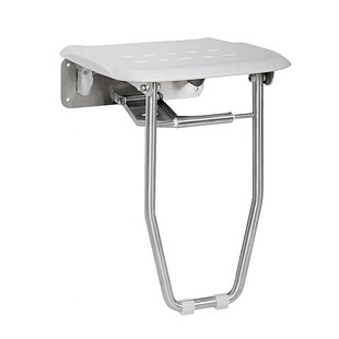 Brillantbad BELP Duschklappsitz mit Stützbein Edelstahl matt Kunststoff 350x433x365 mm, 200 kg Traglast für Bad & WC >> zum Bohren 