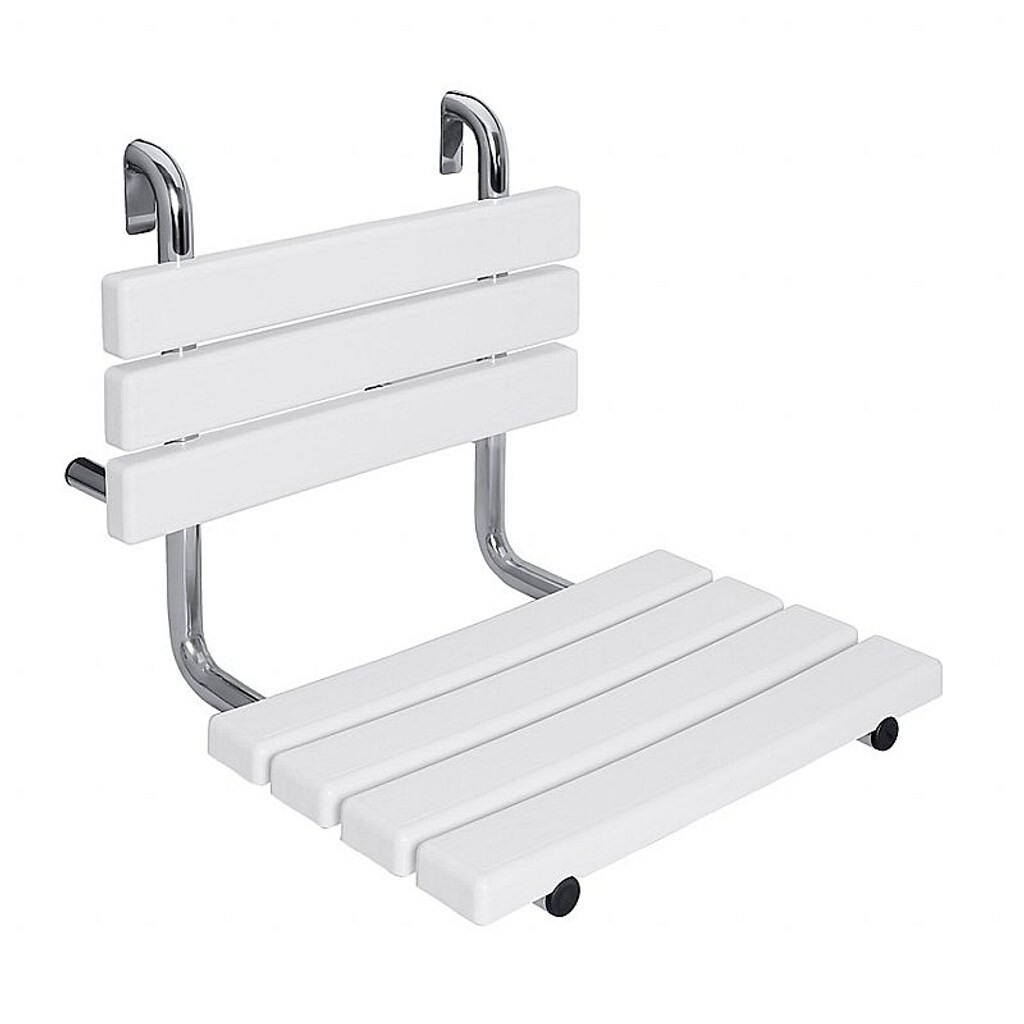 Brillantbad BELP Duschsitz am Griff h&auml;ngend Edelstahl poliert Kunststoff 440x500x507 mm, 120 kg Traglast f&uuml;r Bad & WC >> zum Einh&auml;ngen 