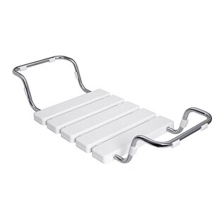 Brillantbad BELP Badewannensitz Edelstahl poliert Kunststoff Weiß 740-840x130x320 mm, 120 kg Traglast für Bad & WC >> zum Einhängen 