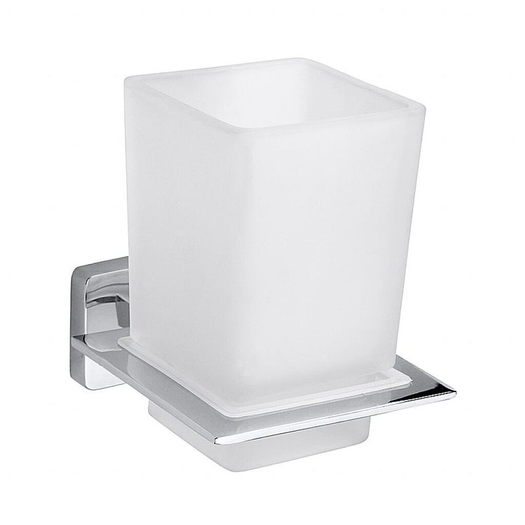 Brillantbad BIKI Glashalter mit Glas Chrom poliert Glas 77x97x100 mm f&uuml;r Bad & K&uuml;che >> zum Bohren 