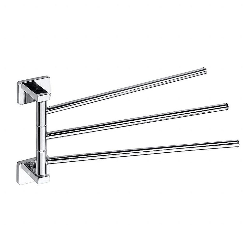 Brillantbad BIKI Handtuchhalter 3 Haken schwenkbar Chrom poliert 42x175x350 mm f&uuml;r Bad & K&uuml;che >> zum Bohren 