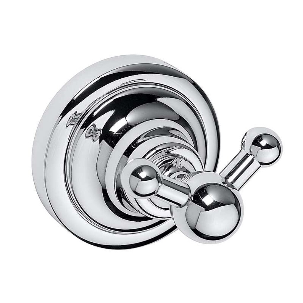 Brillantbad BETRO CHROM Doppelkleiderhaken Messing Chrom 65x65x65 mm f&uuml;r Bad & K&uuml;che >> zum Bohren 