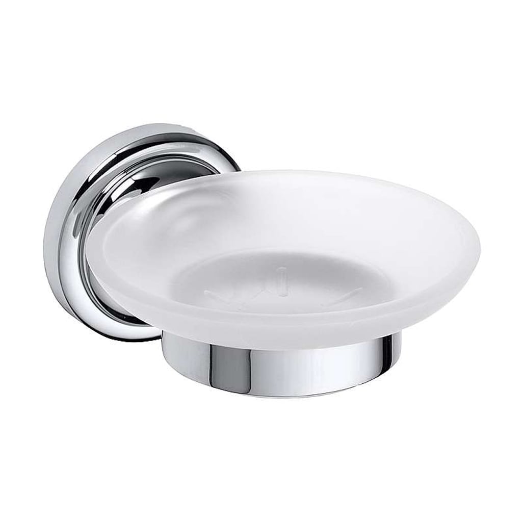 Brillantbad BETRO CHROM Seifenschale Messing Glas Chrom 110x65x138 mm f&uuml;r Bad & K&uuml;che >> zum Bohren 