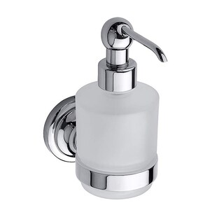 Brillantbad BETRO CHROM Seifenspender Messing Glas Chrom 75x150x120 mm, 200 ml für Bad & Küche >> zum Bohren 