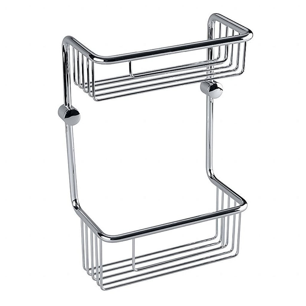 Brillantbad BYTRO Doppelseifenkorb Messing Chrom poliert 116x220x320 mm f&uuml;r Bad & WC >> zum Bohren 