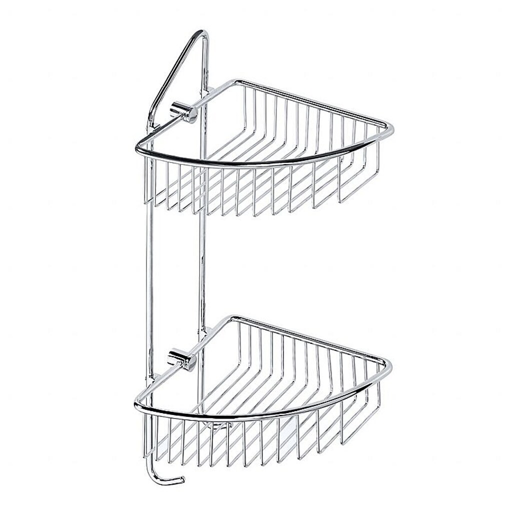 Brillantbad BYTRO Doppeleckseifenkorb Messing Chrom poliert 205x220x500 mm f&uuml;r Bad & WC >> zum Bohren 
