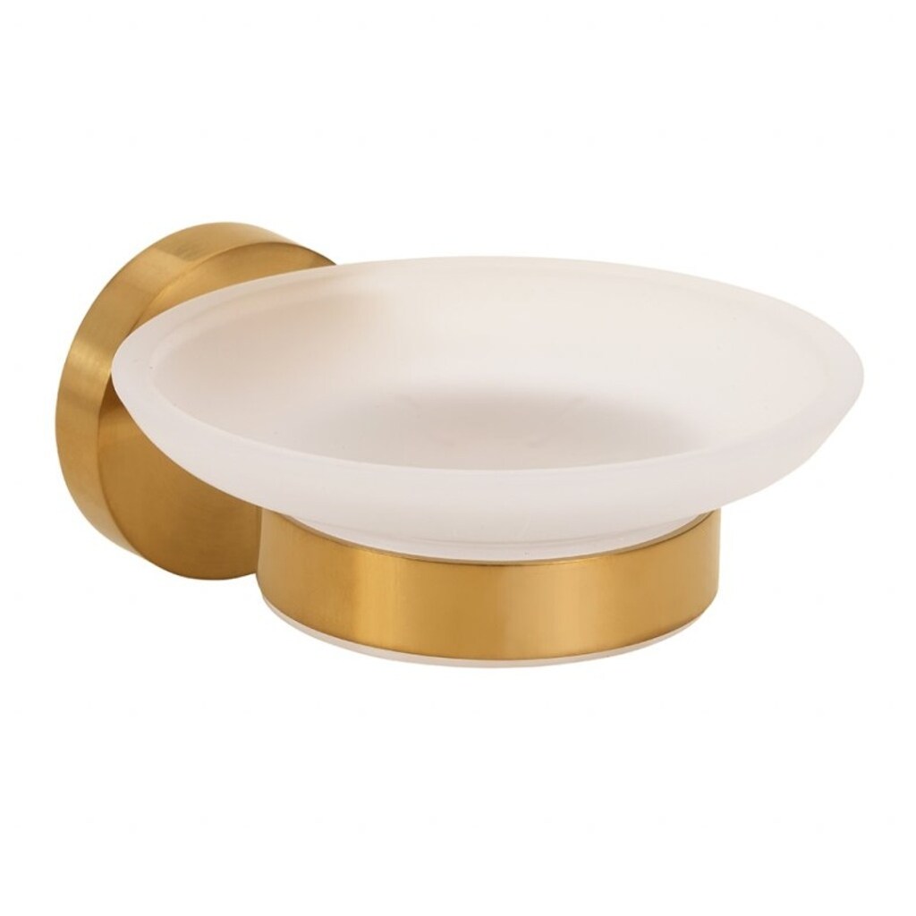 Brillantbad BABLO Seifenablage Messing Gold matt Milchglas 129x110x55 mm f&uuml;r Bad & K&uuml;che >> zum Bohren oder Kleben* 