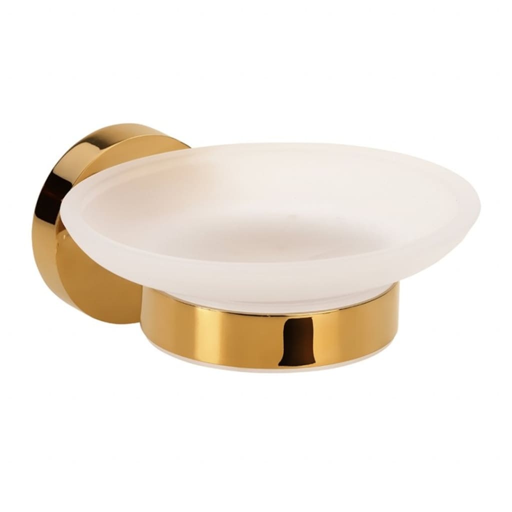 Brillantbad BILLO Seifenablage Messing Gold poliert Milchglas 129x110x55 mm f&uuml;r Bad & K&uuml;che >> zum Bohren oder Kleben* 