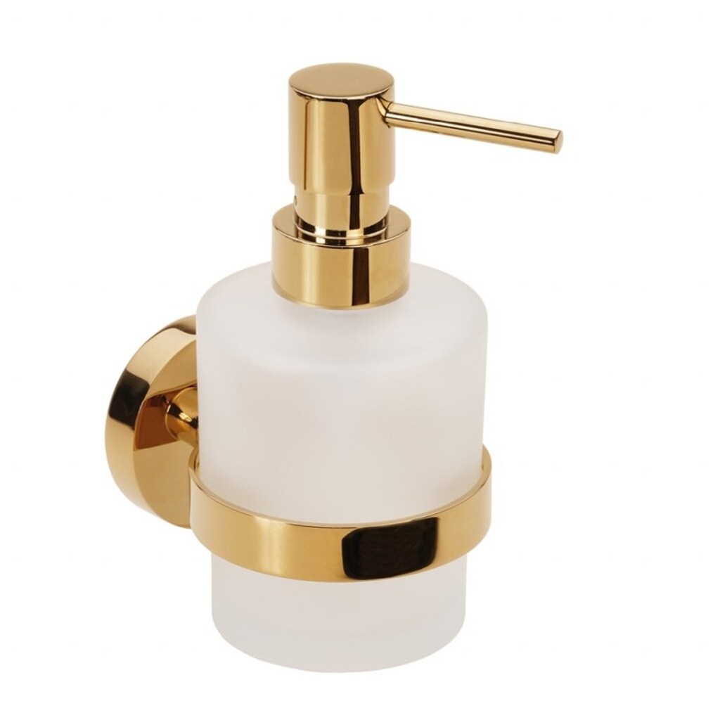 Brillantbad BILLO Seifenspender MINI Messing Gold poliert Milchglas 100x75x145 mm, 200 ml f&uuml;r Bad & K&uuml;che >> zum Bohren oder Kleben* 