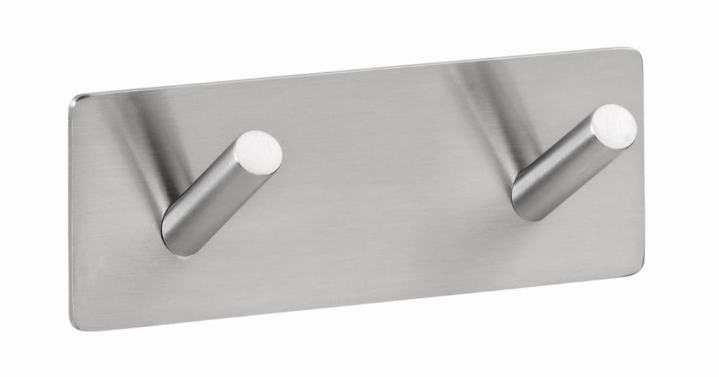 Brillantbad BEASY Kleiderhaken Edelstahl peb&uuml;rstet 38x115x45 mm f&uuml;r Bad & K&uuml;che >> zum Kleben 