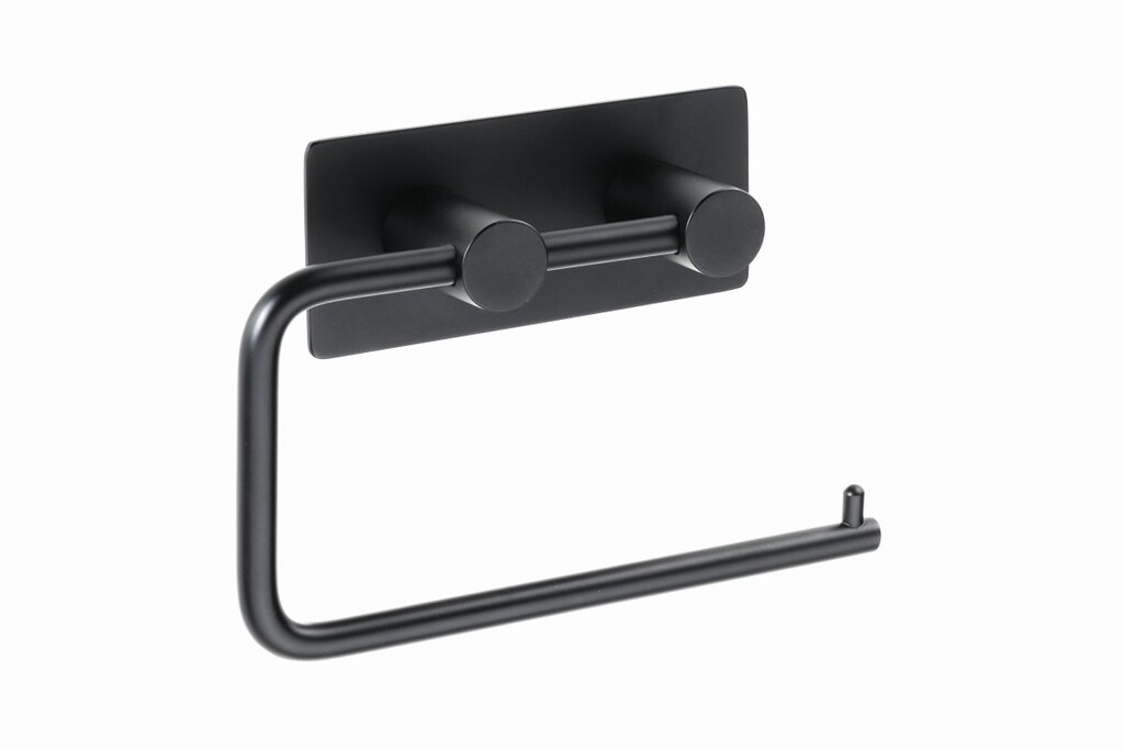 Brillantbad BEASY Toilettenpapierhalter Edelstahl Schwarz 42x145x100 mm f&uuml;r Bad & WC >> zum Kleben 