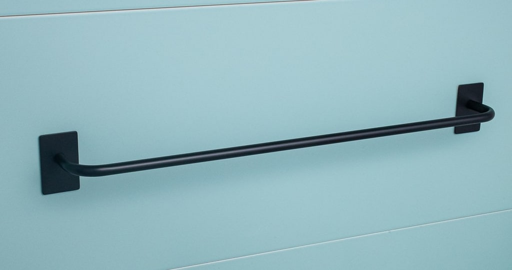 Brillantbad BEASY Handtuchhalter Edelstahl Schwarz 74x645x72 mm f&uuml;r Bad & K&uuml;che >> zum Kleben 