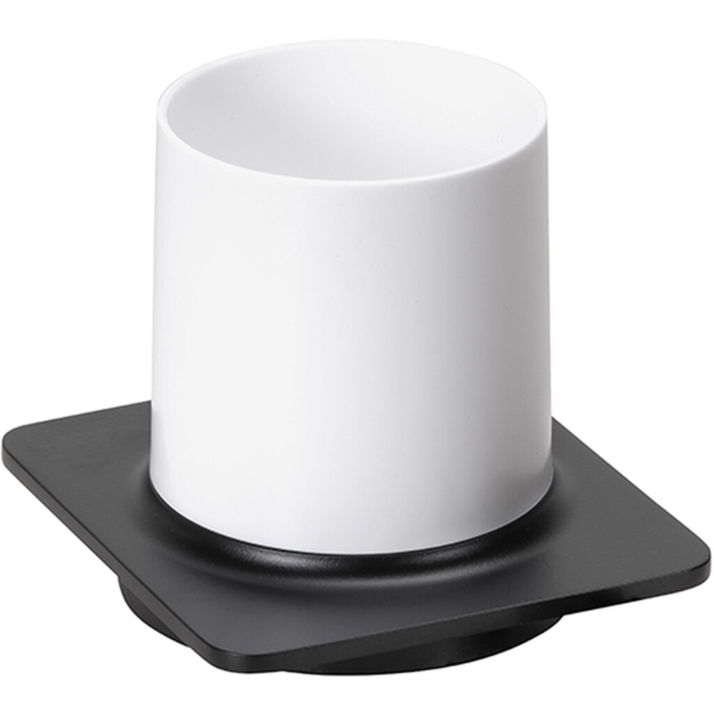 Brillantbad BORGANIC BLACK Glashalter Edelstahl Zink Kunststoff Schwarz 110x100x100 mm f&uuml;r Bad & WC >> zum Bohren 