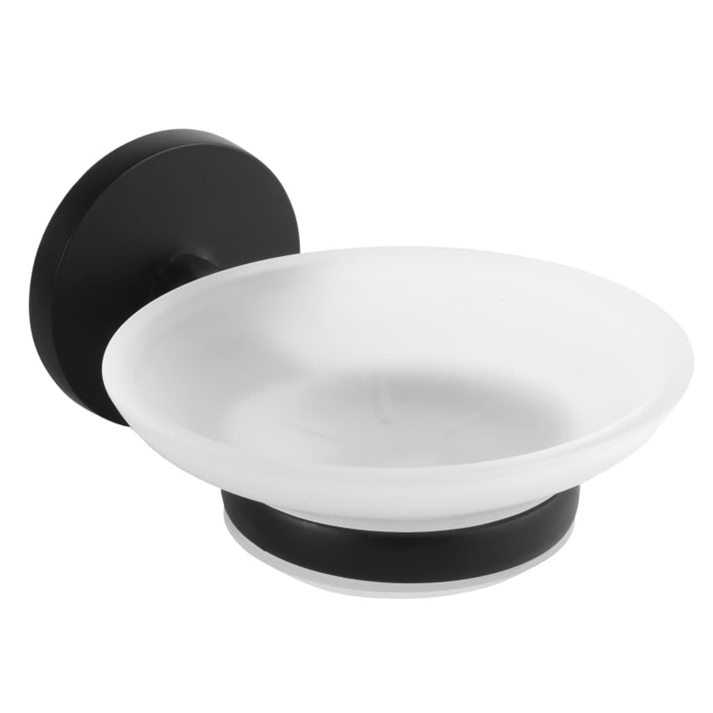 Brillantbad BOX Seifenschale Zink Milchglas Schwarz 138x110x60 mm f&uuml;r Bad & K&uuml;che >> zum Bohren 