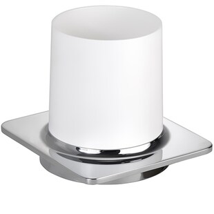Brillantbad BORGANIC Glashalter mit Glas Edelstahl Zink Kunststoff Chrom Weiß 110x100x100 mm für Bad & WC >> zum Bohren 