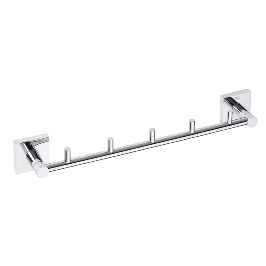 Brillantbad META Hakenleiste 5 Haken Messing Chrom 70x415x55 mm f&uuml;r Bad & K&uuml;che >> zum Bohren 