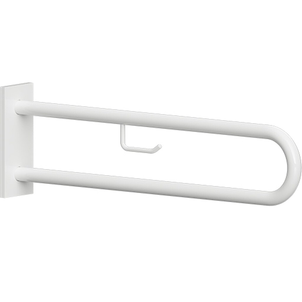 Brillantbad BELP St&uuml;tzgriff mit Toilettenpapierhalter & Abdeckung Eisen Wei&szlig; 616x100x250 mm, 120 kg Traglast f&uuml;r Bad & WC >> zum Bohren 