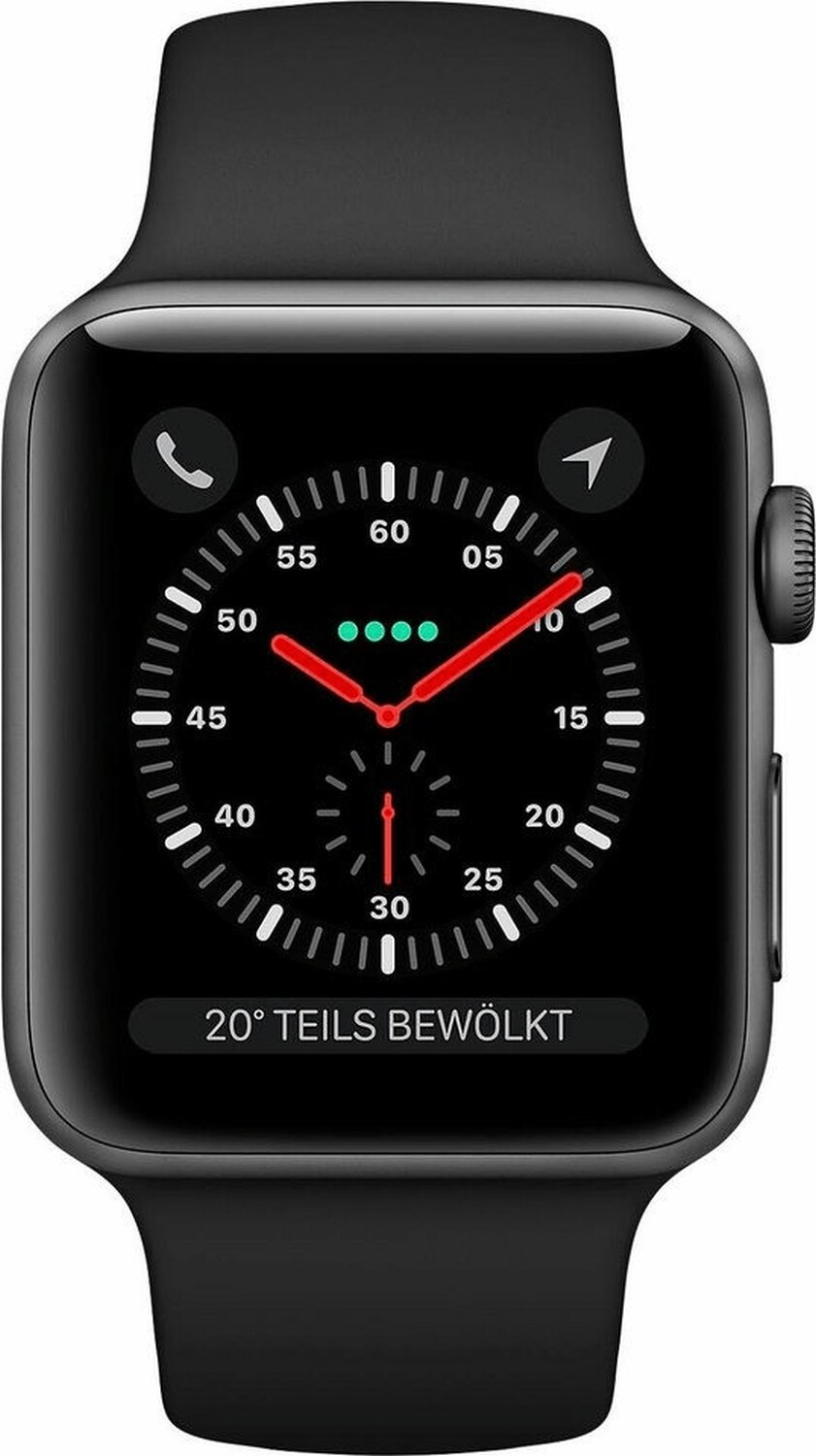 REFURBISHED &ndash; Apple Watch Series 3 GPS + Cellular 42mm Aluminium Space Gray Sportband Black* 