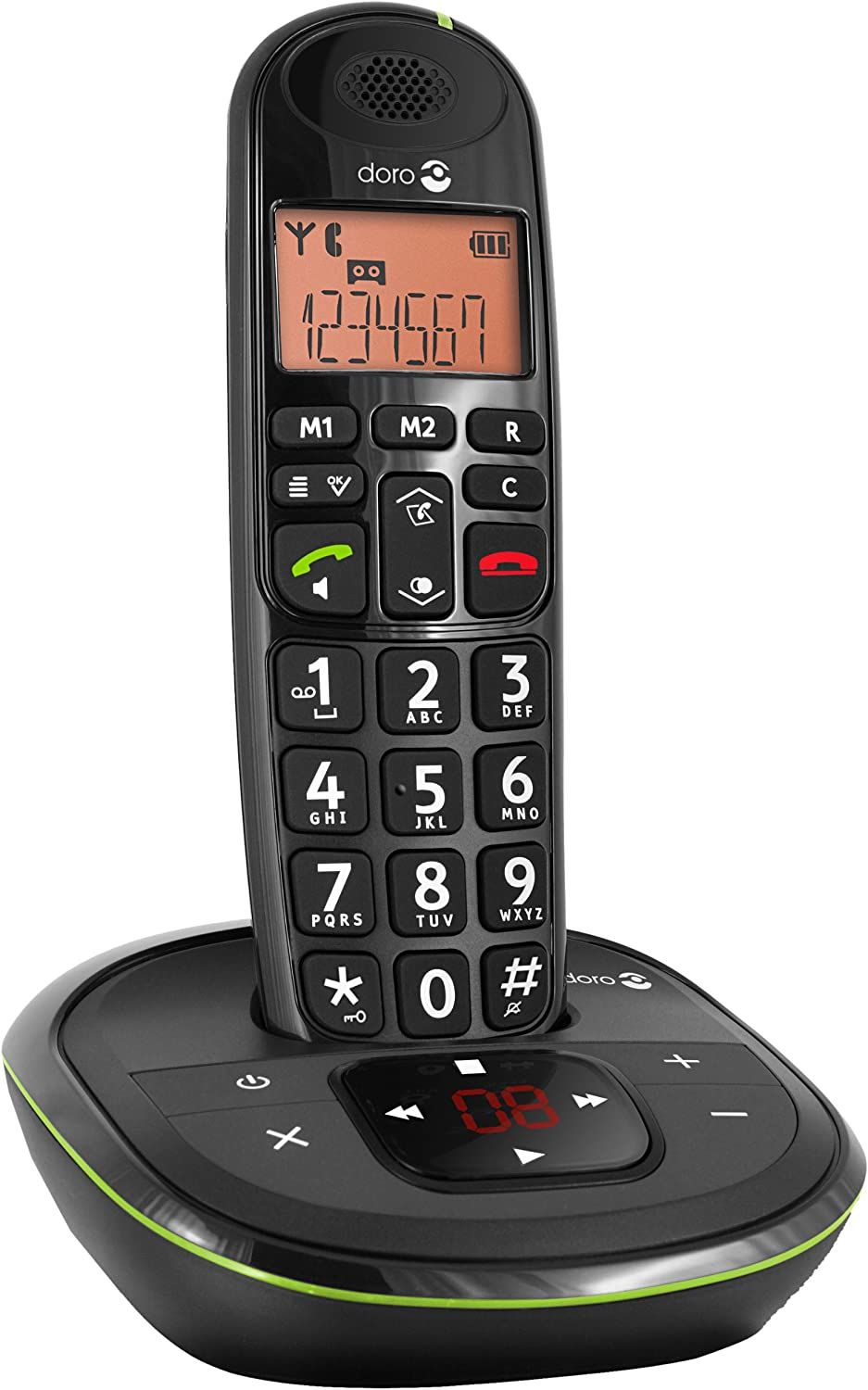 Doro PhoneEasy 105wr Single Schnurloses Telefon mit Mobilteil inkl. Ladeschale Black 