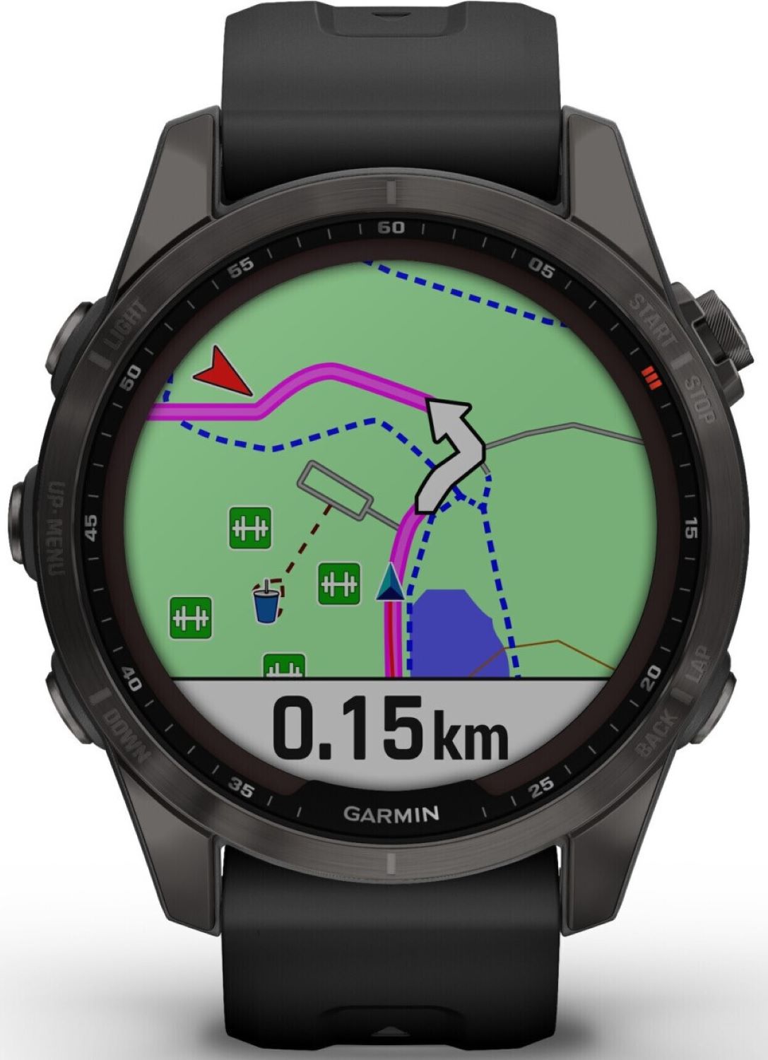 REFURBISHED &ndash; Garmin Fenix 7S Sapphire Solar 42mm GPS-Multisport-Smartwatch Titan Gray - Wie Neu 