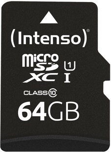 Intenso 64GB MicroSDXC Speicherkarte inkl. SD-Adapter Black 