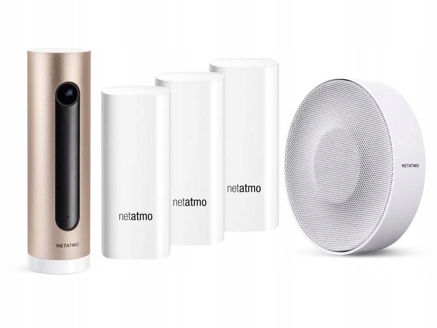 Netatmo NBU-ICSS-EU Intelligentes Video-Alarmsystem, WiFi Innenkamera + 110 DB drahtlose Sirene + 3 &Ouml;ffnungsmelder f&uuml;r T&uuml;ren und Fenster 
