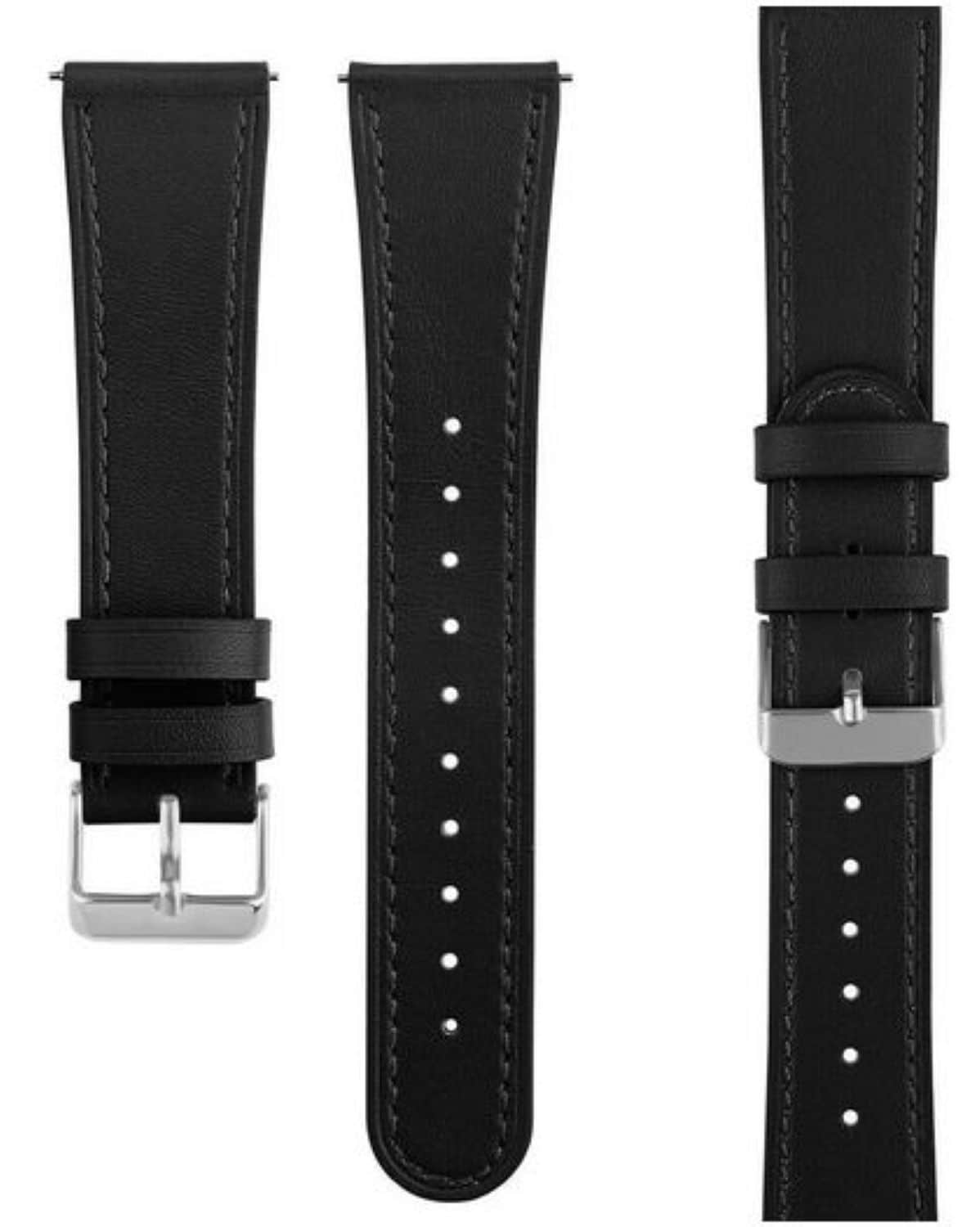 Lederarmband (22mm) passend u.a. f&uuml;r Galaxy Watch 3 45mm - Bulk - Black 
