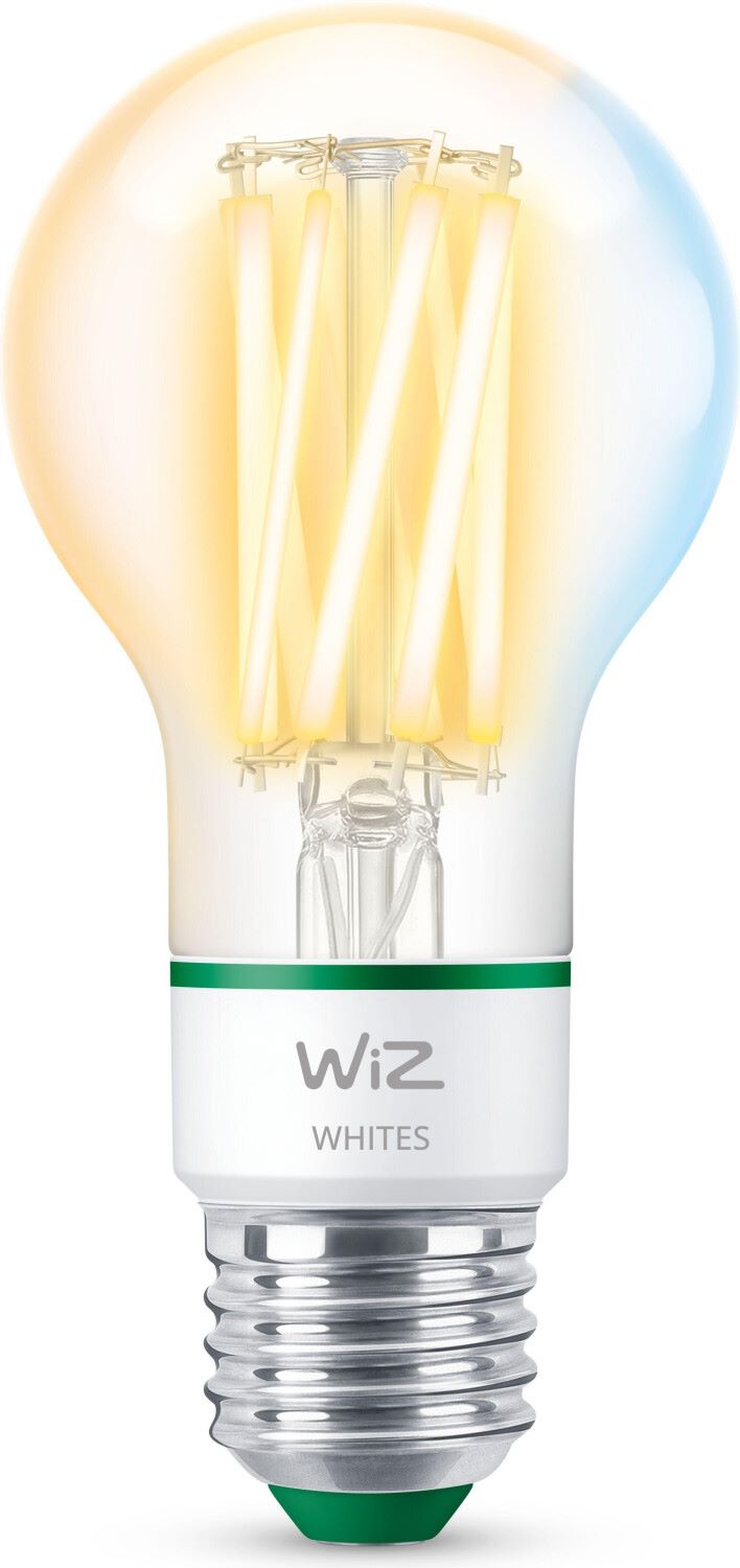 WiZ Smarte LED Gl&uuml;hbirne Wi-Fi BLE 60W A60 E27 Einzelpack Transparent 