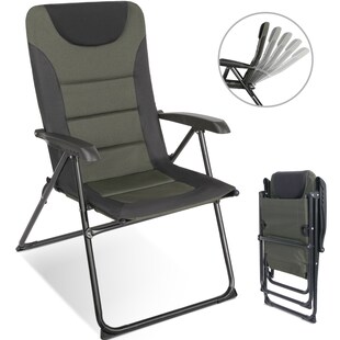HOMECALL Campingstuhl Gartenstuhl klappbar, polyester, 5 fach Verstellbarer Rückenlehne, bis 150kg, schwarz/grün 