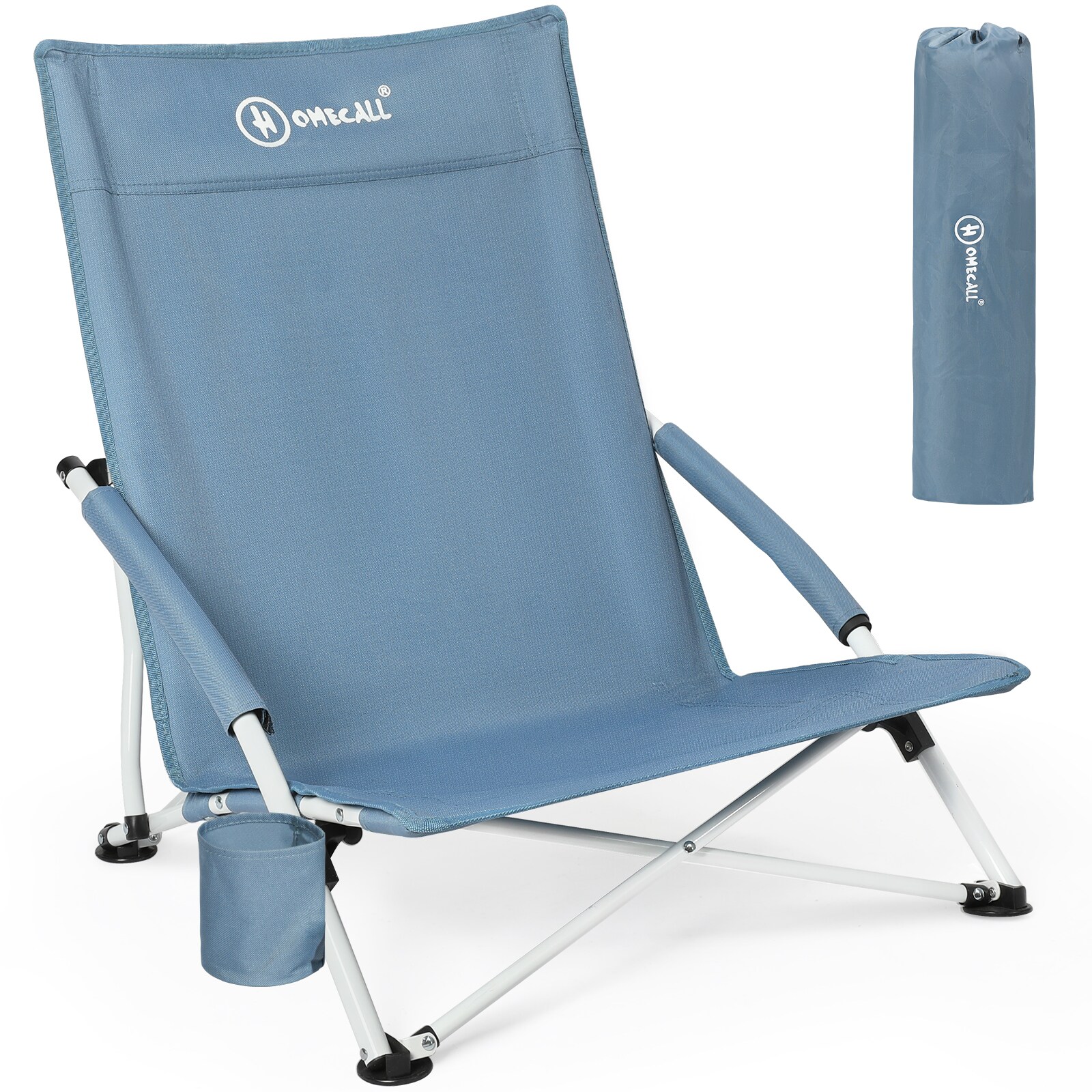 HOMECALL Klappstuhl Strandstuhl leicht Campingstuhl, mit Getr&auml;nkehalter, bis 120 kg 