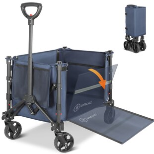 HOMECALL Bollerwagen Handwagen (Erweiterbare Kapazität, bis 100KG, 120L), Für Einkaufen, Camping, Garten, Dogs-Dunkelblau 