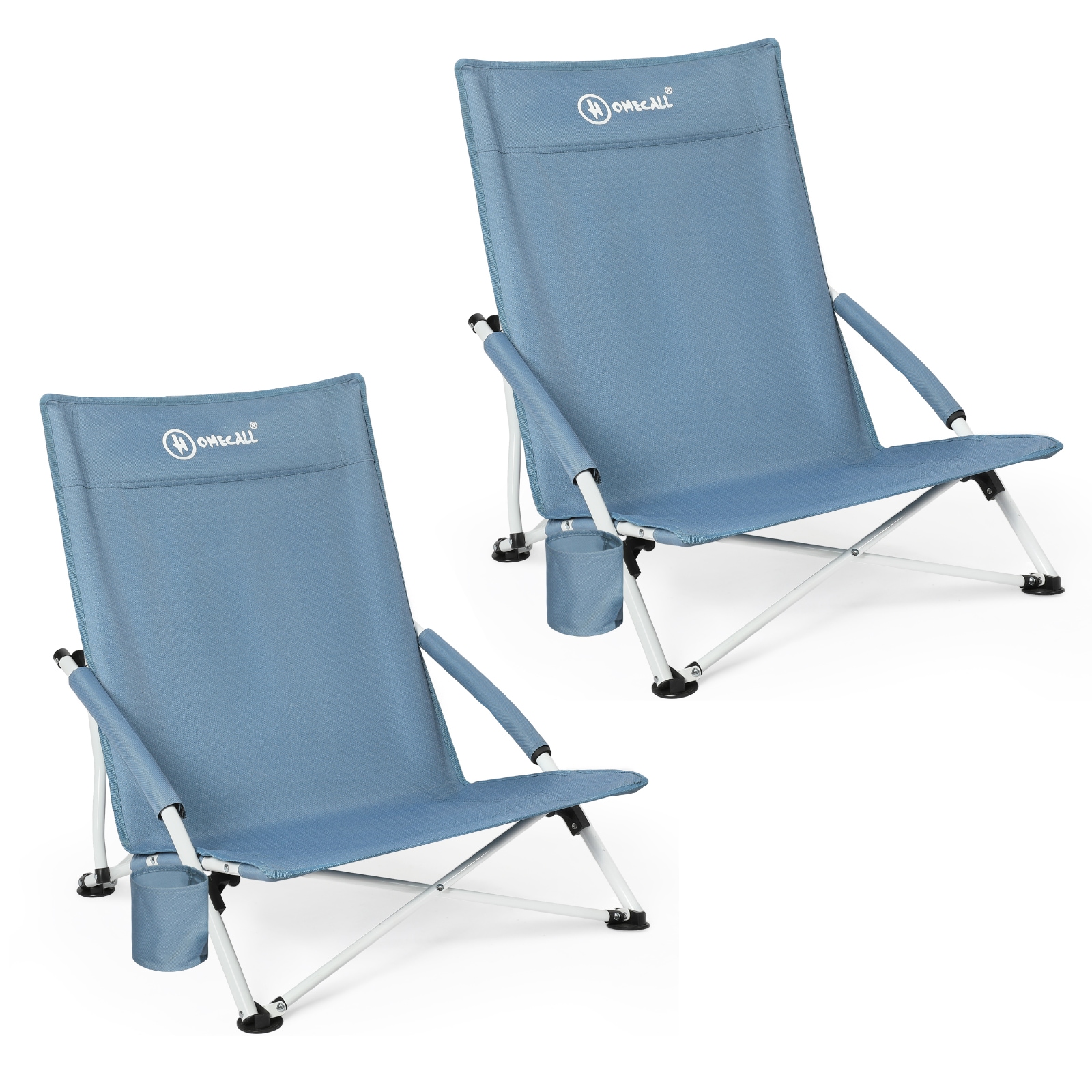 HOMECALL Klappstuhl Strandstuhl leicht Campingstuhl(2 st), mit Getr&auml;nkehalter, bis 120 kg 