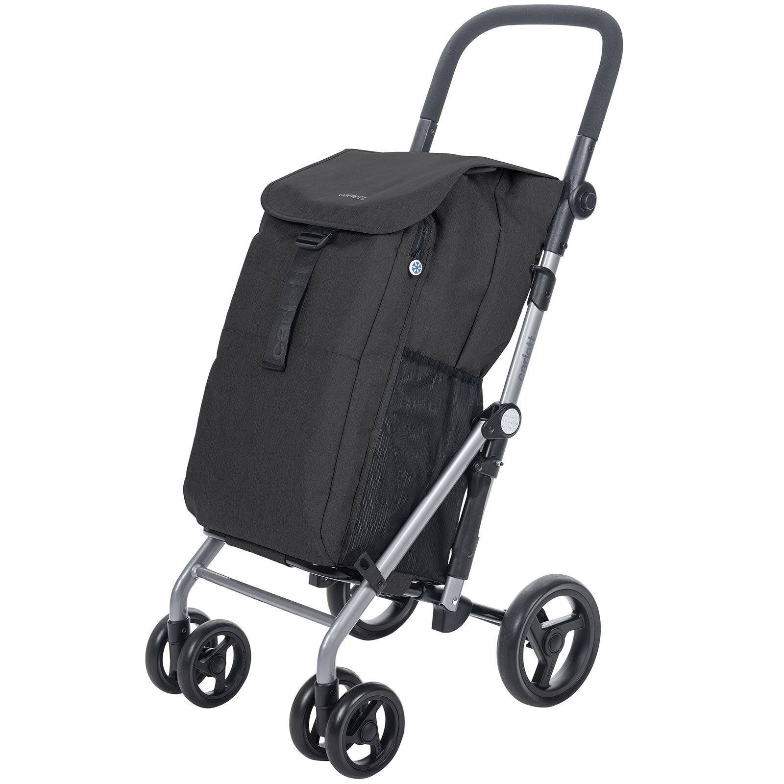 Einkaufstrolley Einkaufswagen Klappbar Grocery Trolley Shopping Cart , Kühltasche 10L, eine Große Kapazität von 25 kg, Für Einkaufen-Schwarz