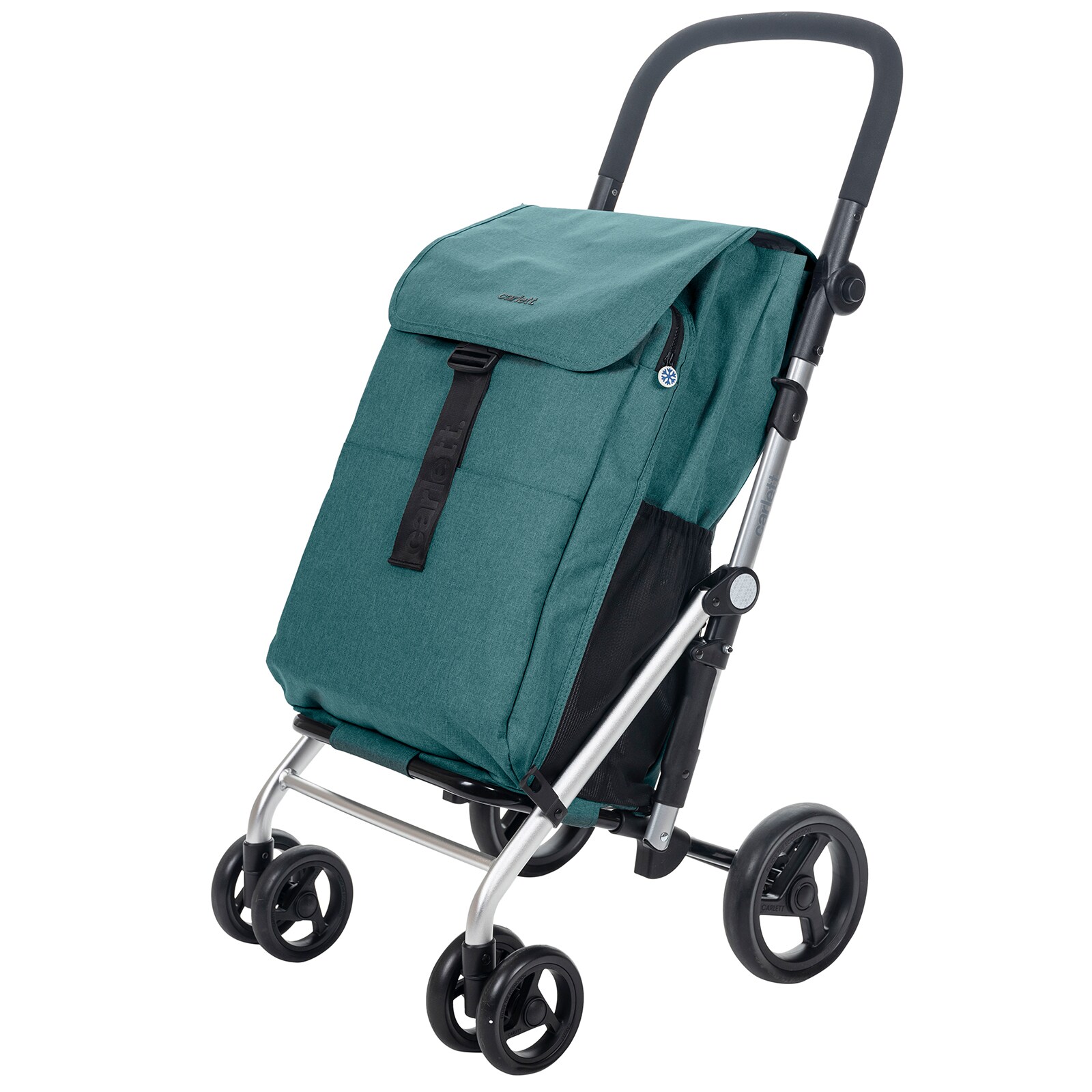 Einkaufstrolley Einkaufswagen Klappbar Grocery Trolley Shopping Cart , Kühltasche 10L, eine Große Kapazität von 25 kg, Für Einkaufen-Dunkelcyan