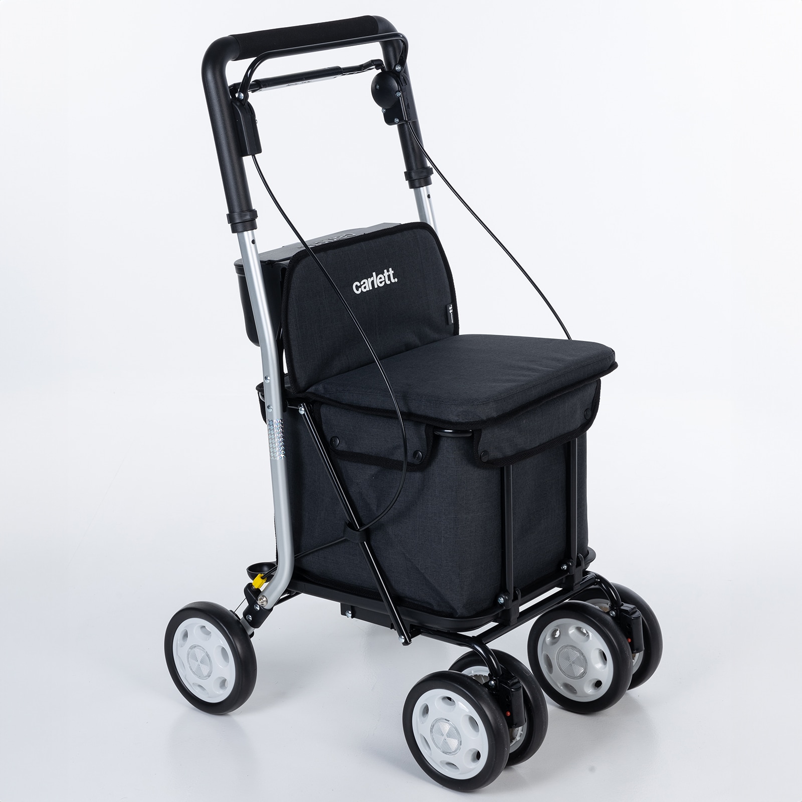 CARLETTEinkaufstrolley Einkaufswagen Shopping Trolley Rollatoren f&uuml;r SeniorenMaximale Sitzbelastung 125 kg, 30L, Wasserdichte Tasche aus Polyester-Schwarz 