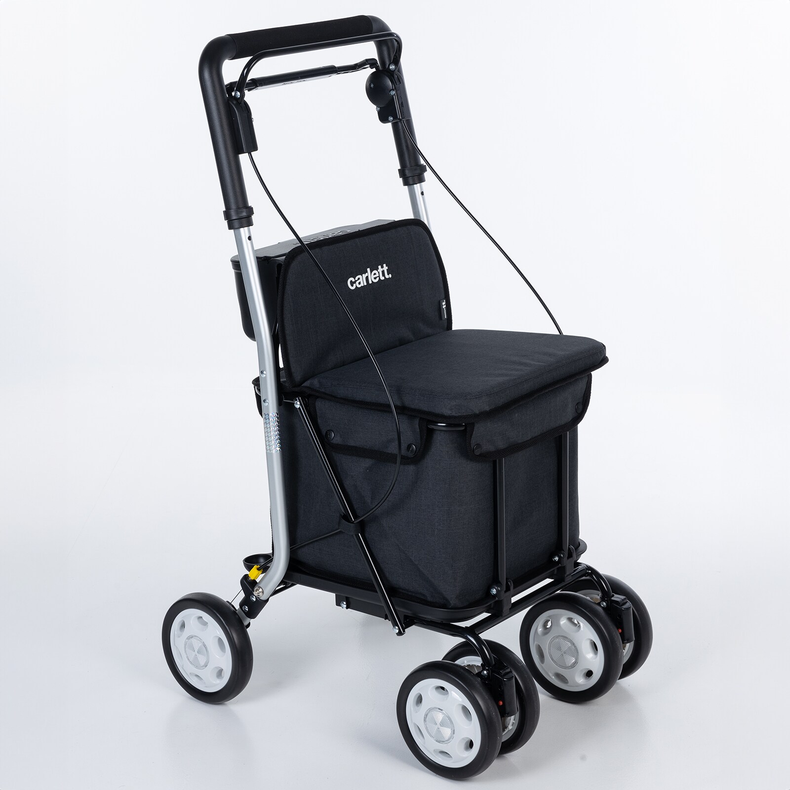 Einkaufstrolley Einkaufswagen Shopping Trolley Rollatoren für SeniorenMaximale Sitzbelastung , 30L, Wasserdichte Tasche aus Polyester-Schwarz