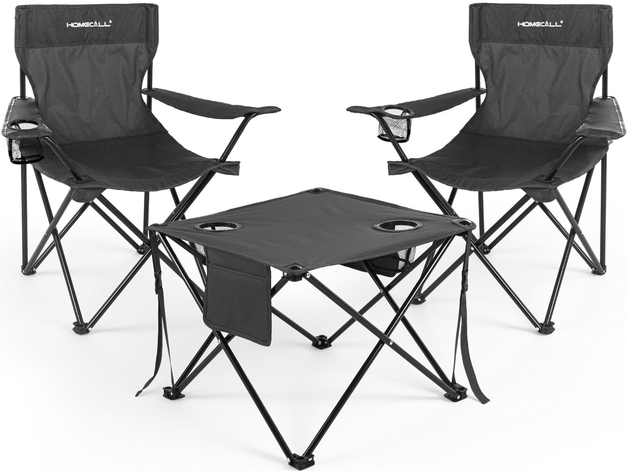 HOMECALL Campingstuhl Campingtisch mit St&uuml;hlen Klappstuhl Camping Faltstuhl Picknicktische (Schwarz) 