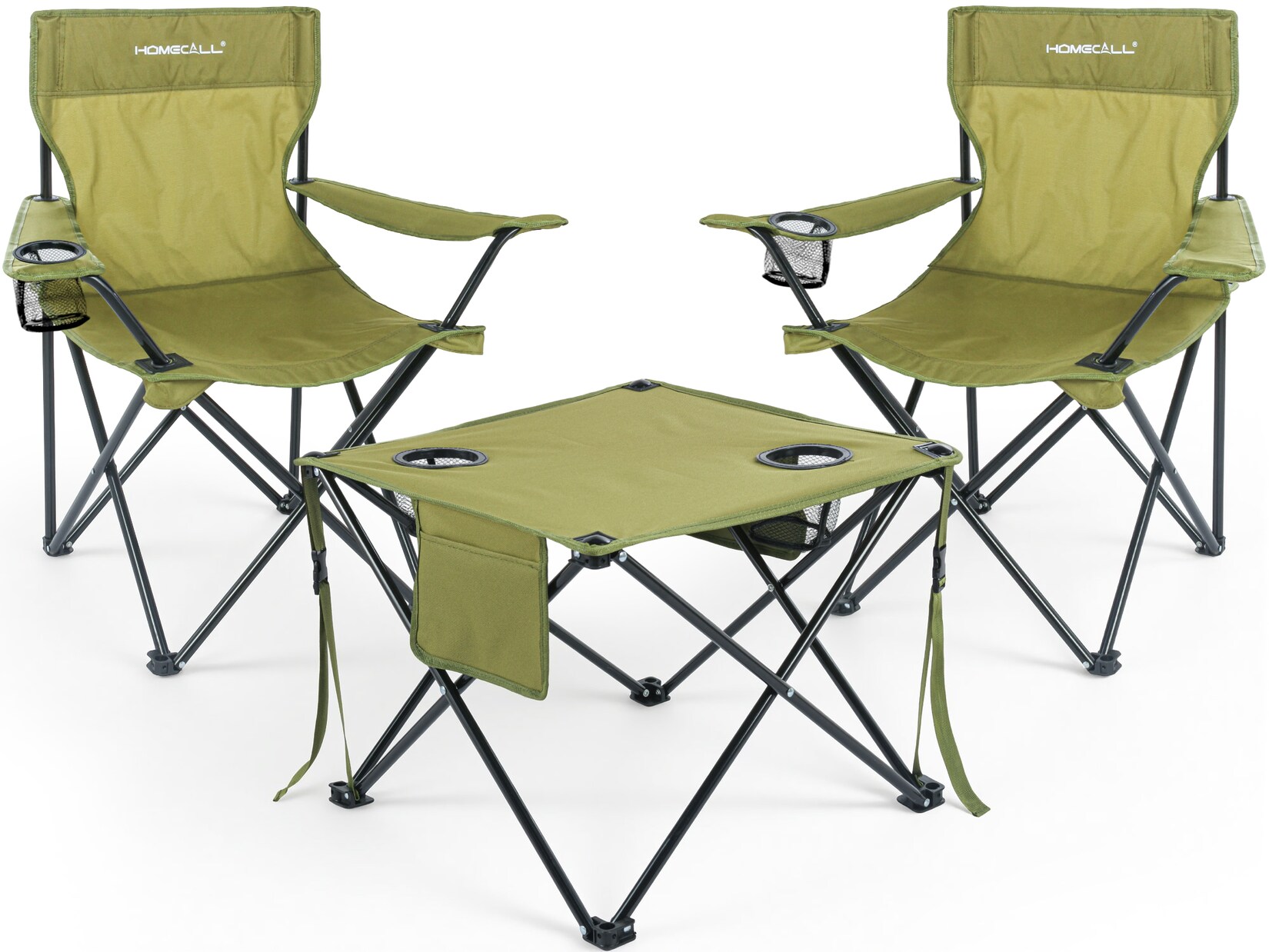HOMECALL Campingstuhl Campingtisch mit Stühlen Klappstuhl Camping Faltstuhl Picknicktische (Olivgrün)