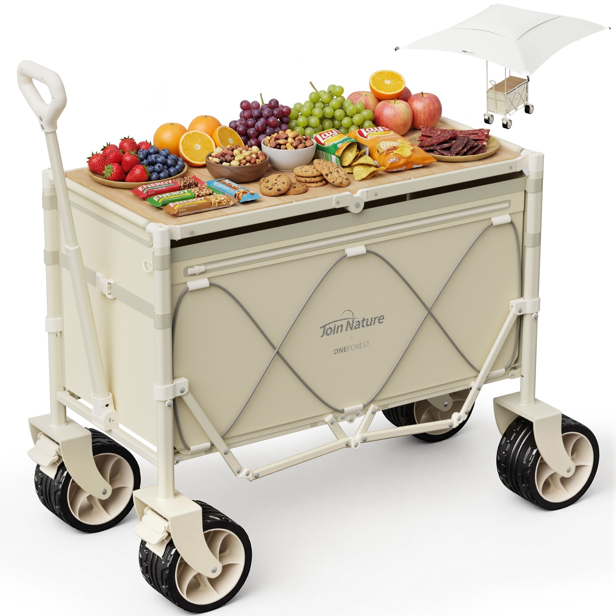 HOMECALLBollerwagen 3-in-1 Bollerwagen Faltbar mit Tischplatte  Sonnendach f&uuml;r Sand-160L 