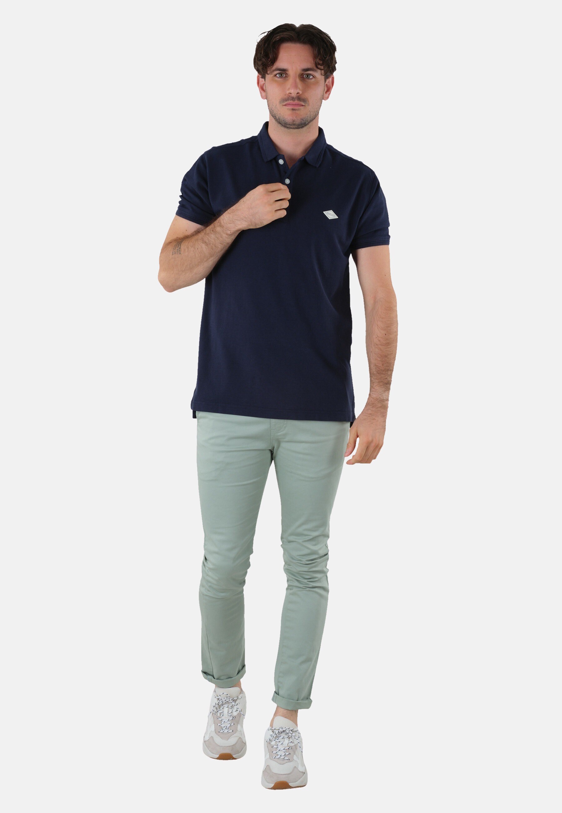 DEELUXE Shirt Unifarbenes Kurzarm-T-Shirt PLAYING mit Polokragen und Knopfleiste in normaler Passform 