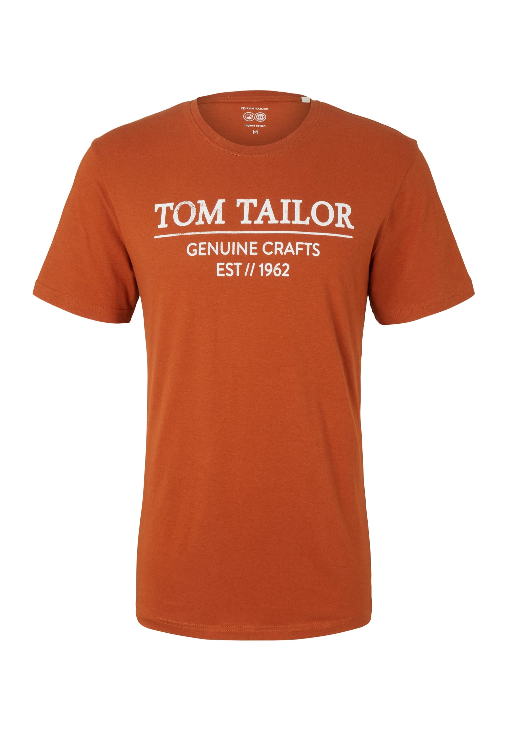 Tom Tailor Shirt Unifarbenes Kurzarm T-Shirt mit Rundhalsausschnitt und Label-Print 