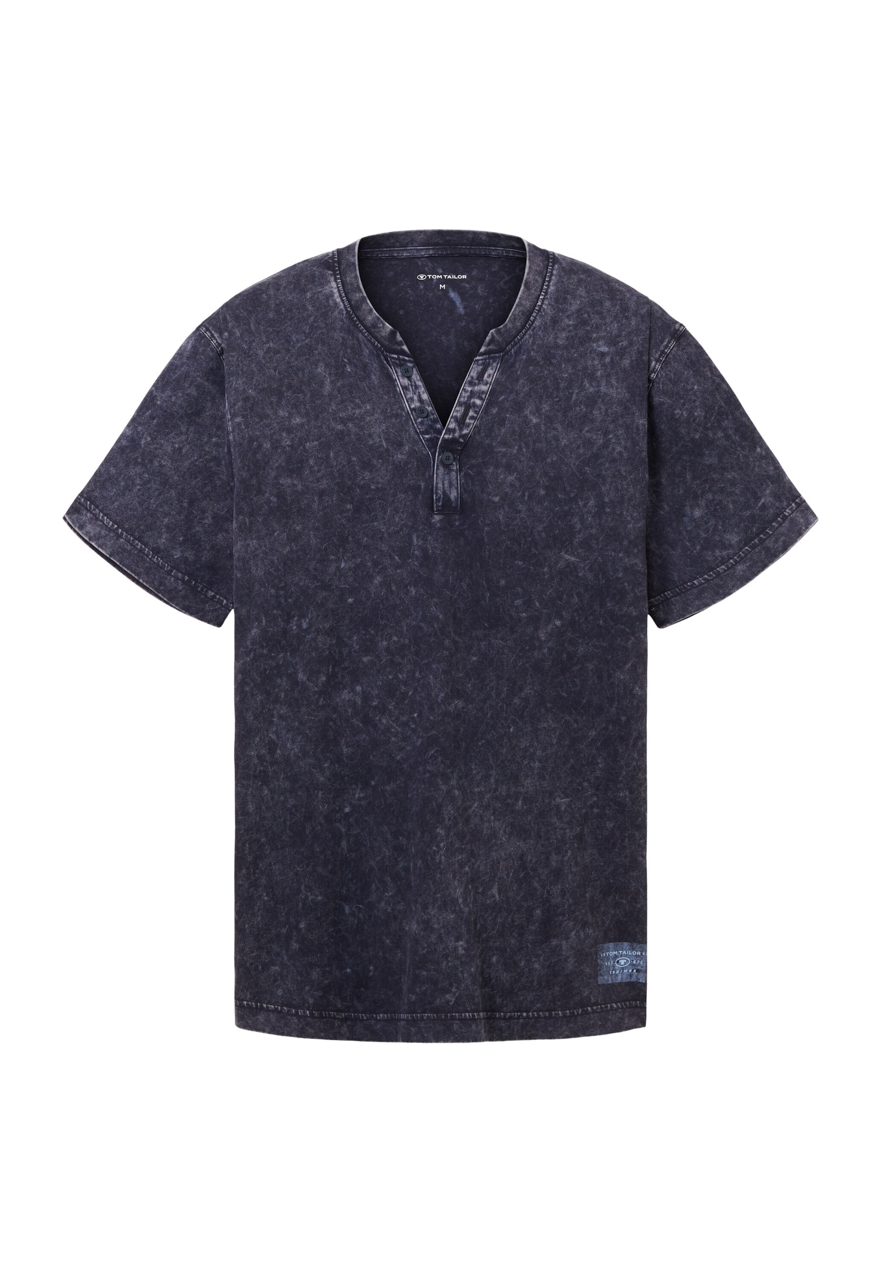 Tom Tailor T-Shirt Kurzarmshirt mit Henley-Ausschnitt und ausgewaschener Optik 