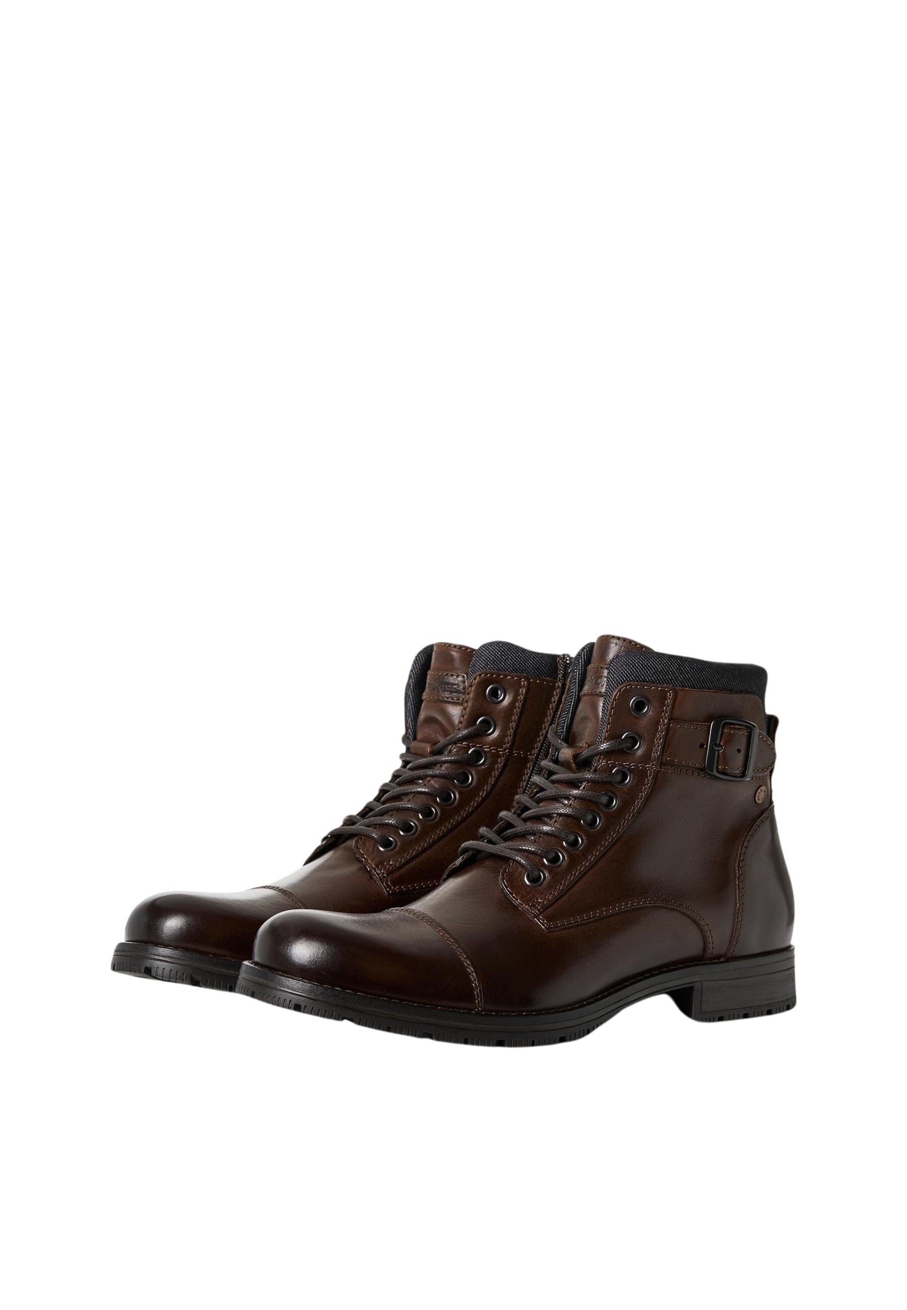 Jack & Jones Stiefel Albany Lederstiefel mit gepolstertem Schaft und dekorativer Schnalle 