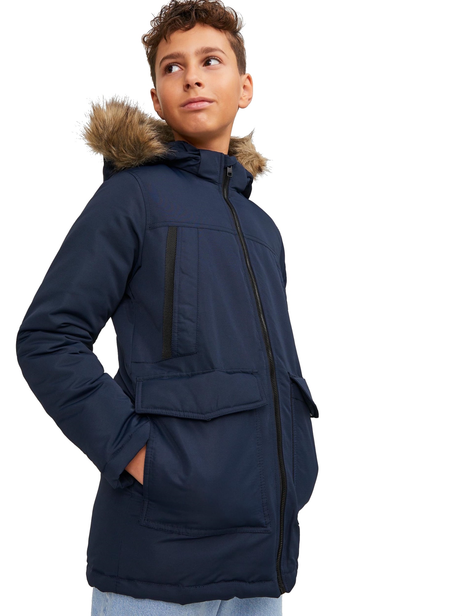 Jack & Jones Junior Jacke CRAFT Parka mit Kapuze und Rei&szlig;verschluss 